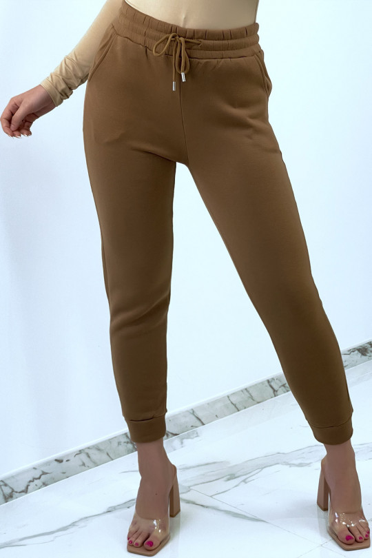 Camel jogging bottoms with soft material and fleece interior - 1