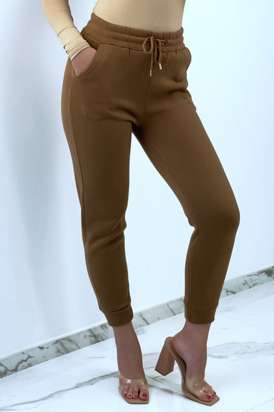 Camel jogging bottoms with soft material and fleece interior - 4