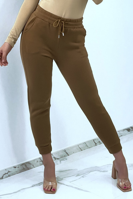 Camel jogging bottoms with soft material and fleece interior - 5