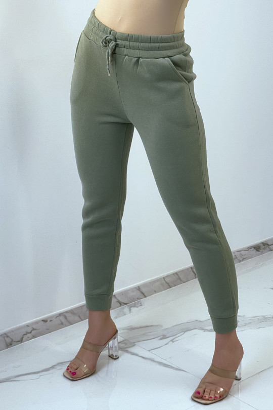 Green water jogging bottoms with soft material and fleece interior - 2