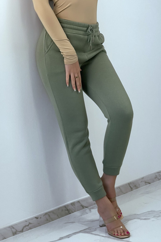 Green water jogging bottoms with soft material and fleece interior - 3