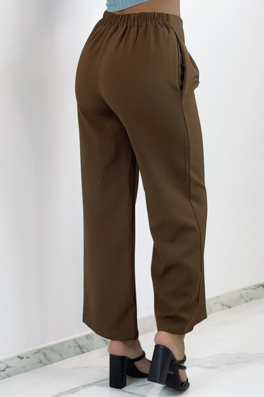 Chic brown high waist pleated trousers - 2