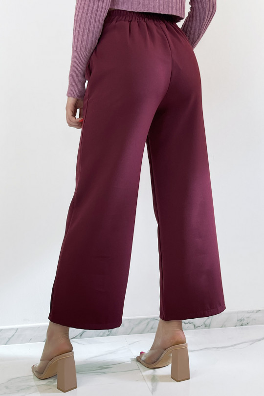 Chic burgundy high waist pleated pants - 3
