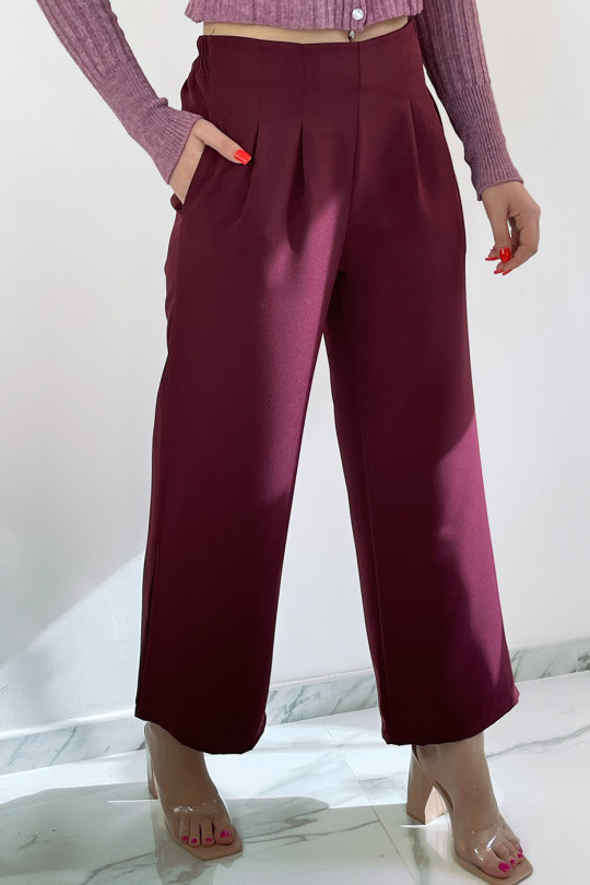 Chic burgundy high waist pleated pants - 2