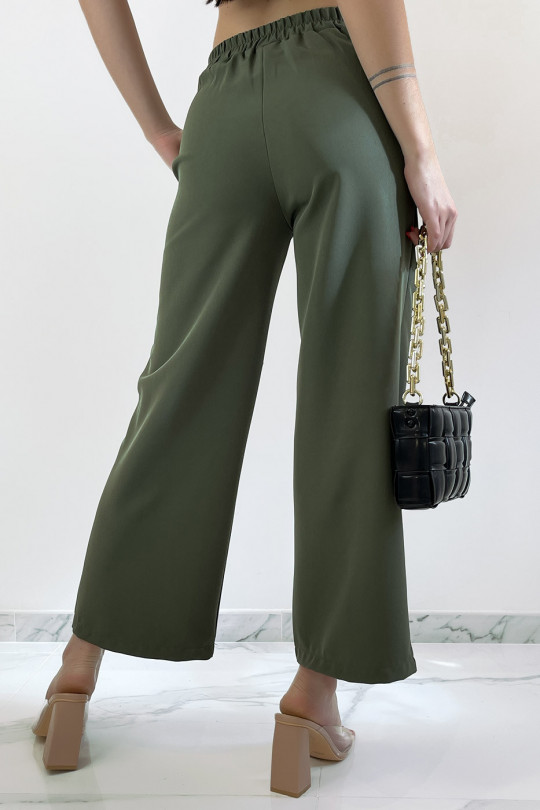 Chic khaki high waist pleated trousers - 4