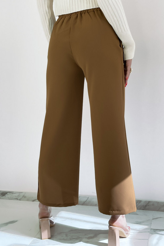 Chic camel high waist pleated trousers - 3