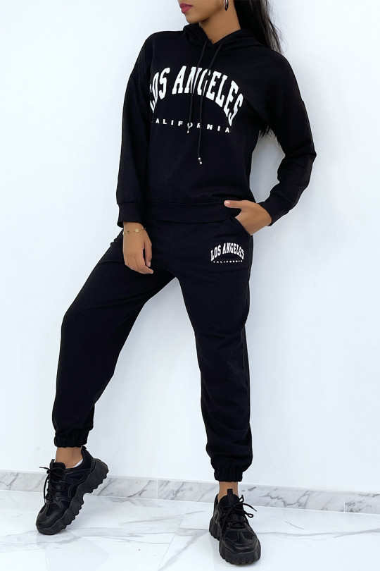 Black Tracksuit Set with Hoodie and Joggers - 2