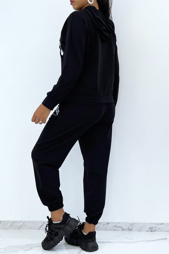 Black Tracksuit Set with Hoodie and Joggers - 5