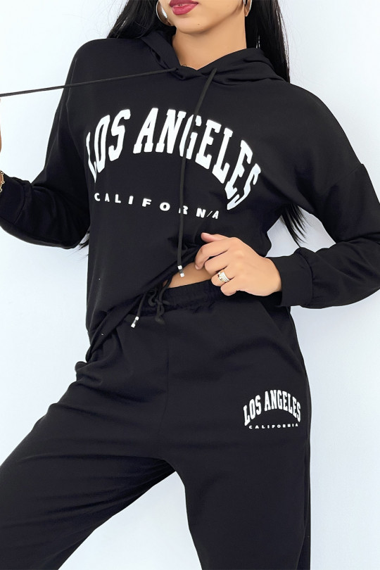 Black Tracksuit Set with Hoodie and Joggers - 1