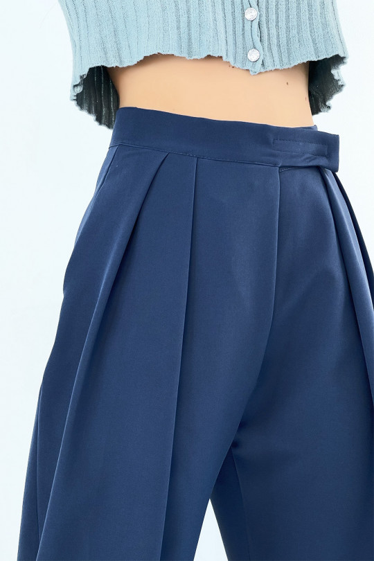 Indigo high-waisted baggy trousers with pleats - 4