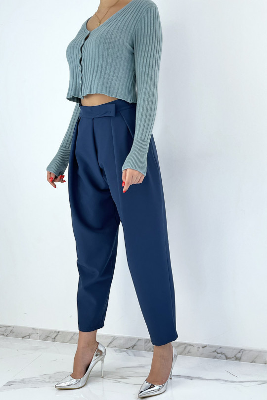 Indigo high-waisted baggy trousers with pleats - 5