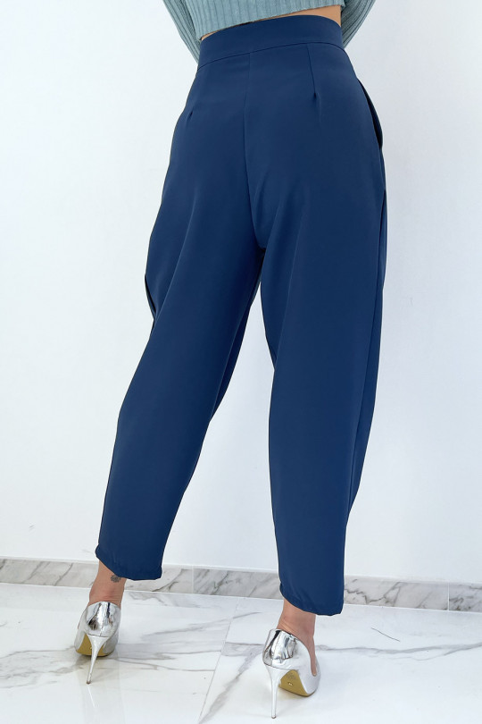 Indigo high-waisted baggy trousers with pleats - 6