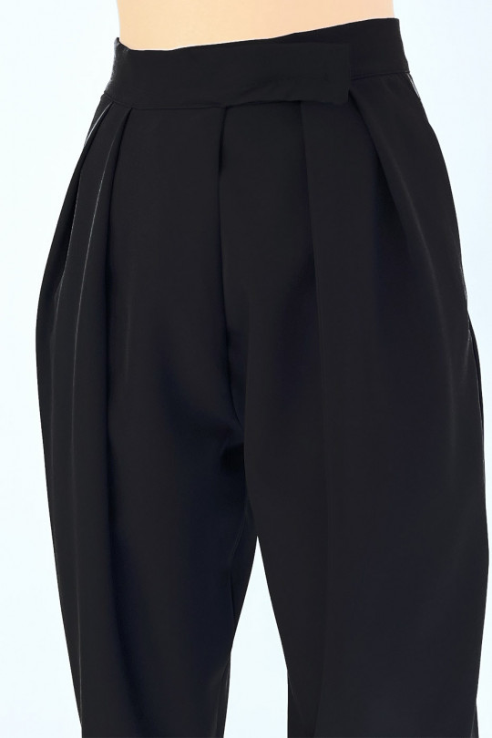 Zwarte puffy broek met hoge taille en plooien - 4