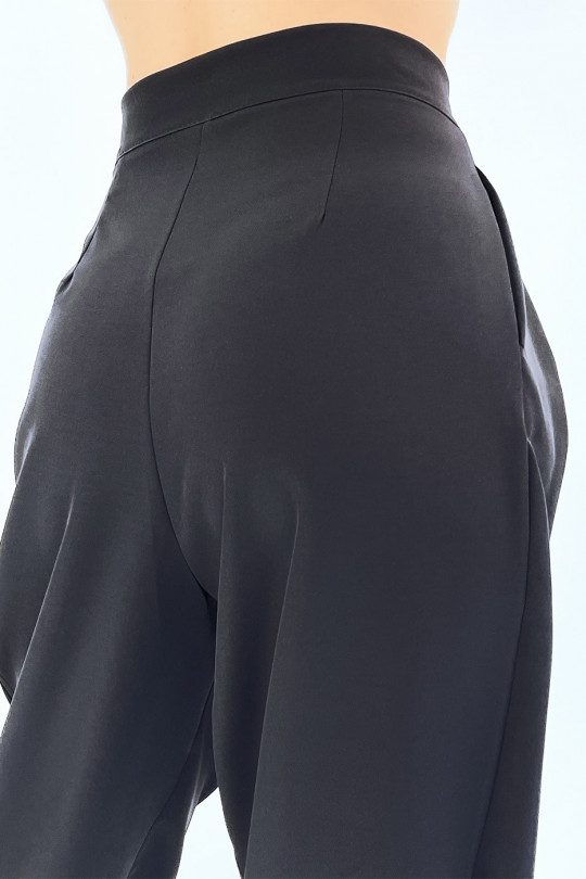 Zwarte puffy broek met hoge taille en plooien - 6