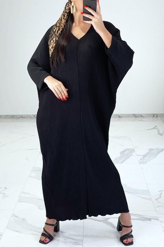 RoLR long black fluid and pleated abaya style - 2