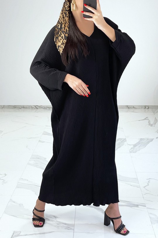 RoRR lange zwarte soepele en geplooide abaya-stijl - 1