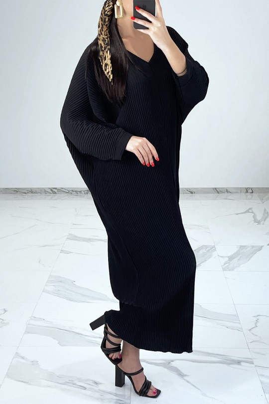RoRR lange zwarte soepele en geplooide abaya-stijl - 4