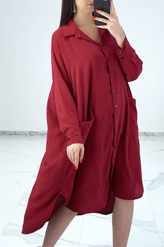 LoBBe burgundy shirt dress with batwing sleeves - 3
