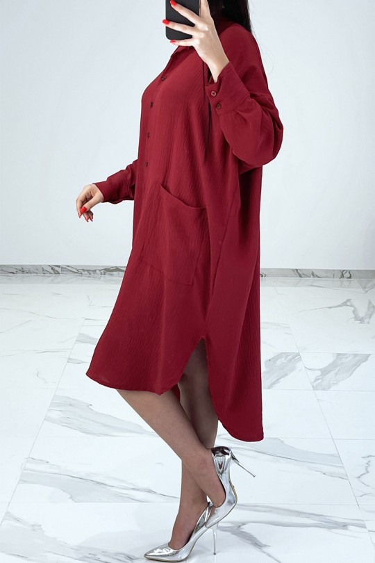LoBBe burgundy shirt dress with batwing sleeves - 4