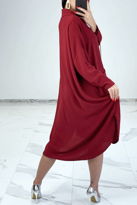 LoBBe burgundy shirt dress with batwing sleeves - 5