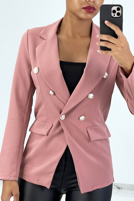 Pink fitted blazer with officer-style buttons - 2