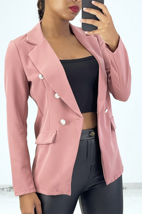 Pink fitted blazer with officer-style buttons - 5