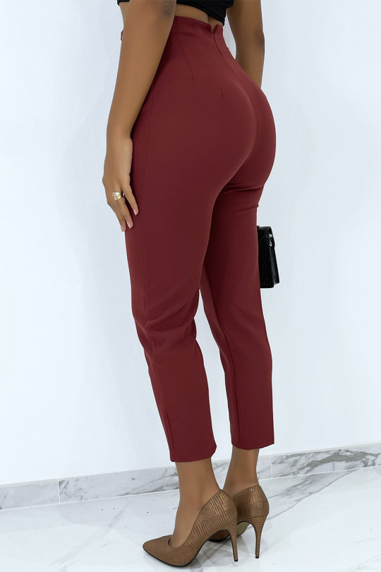 Very chic tailored-style burgundy pleated trousers - 4