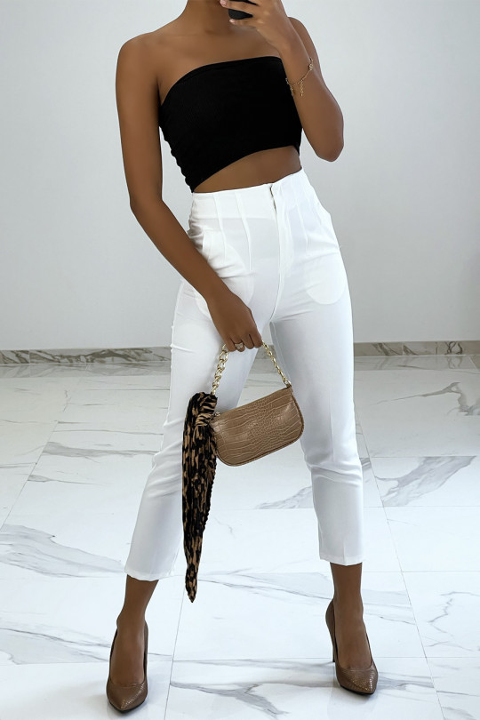 Very chic tailored-style white pleated pants - 3