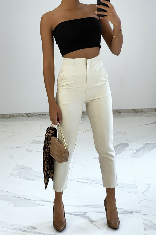 Very chic tailored-style beige pleated pants - 2