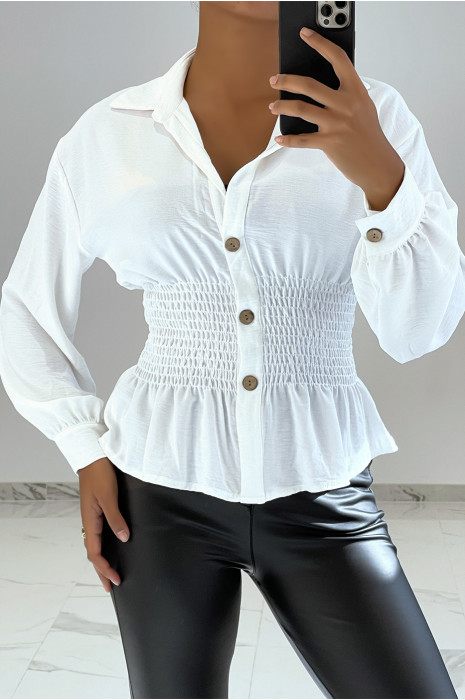 HaFH white fluid fitted at the waist bohemian chic style bouffant effect - 1