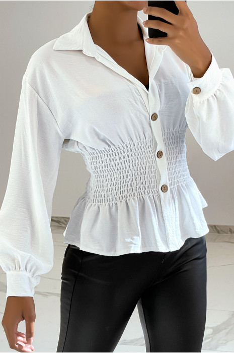 HaHH witte vloeiende pasvorm in de taille in bohemien chique stijl met bouffanteffect - 3