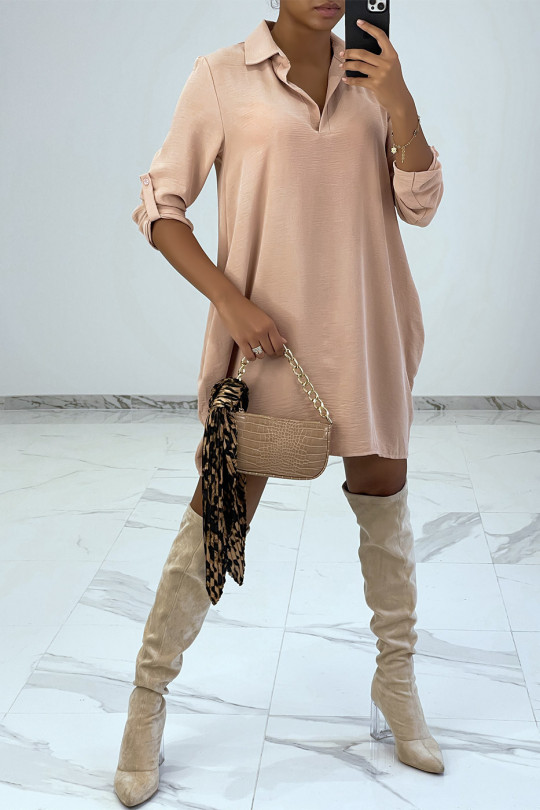 Pink blouse style tunic with pockets - 3