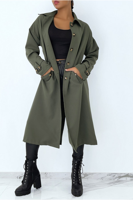 Long trench kaki hyper tendance à inscription "California" - 4