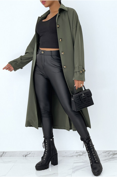 Long trench kaki hyper tendance à inscription "California" - 3