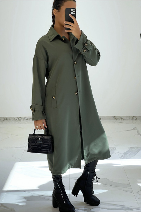 Long trench kaki hyper tendance à inscription "California" - 5