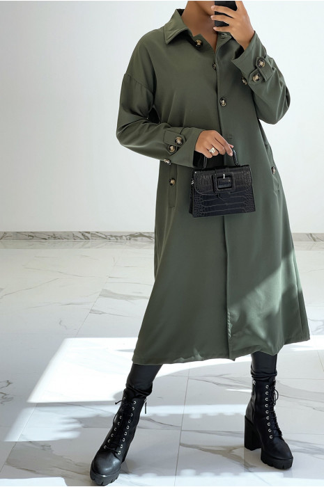 Long trench kaki hyper tendance à inscription "California" - 6