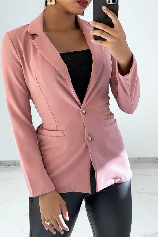 Pink blazer with satin ribbon tie detail - 3