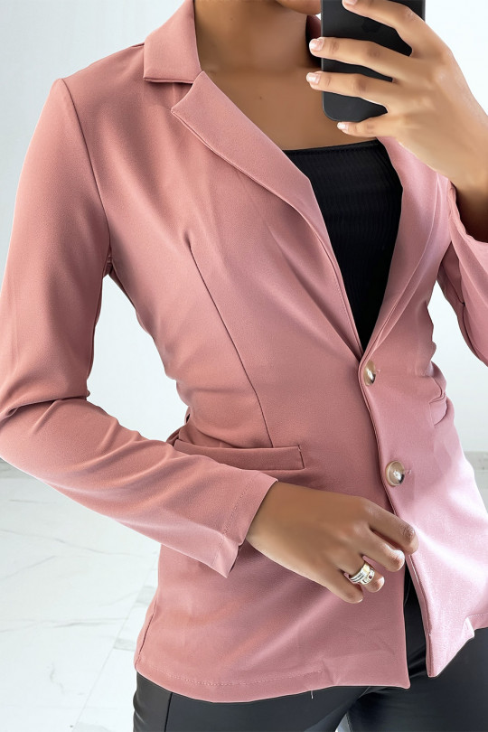 Pink blazer with satin ribbon tie detail - 4