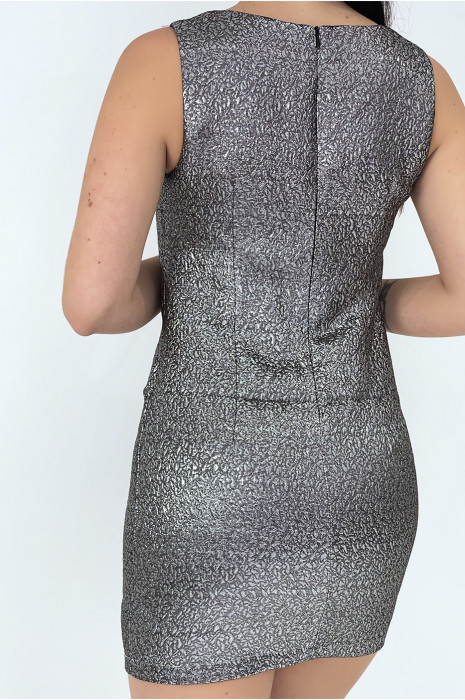 Kleine klassieke zilveren rechte jurk met strikjes - 5