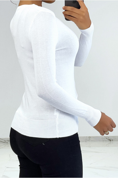 Gilet classique blanc col V moulant et stretch - 2