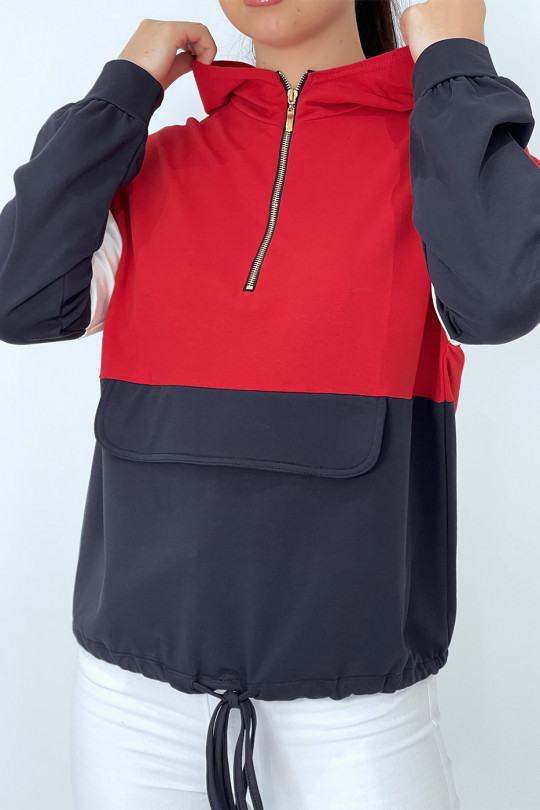 Red tricolor hoodie - 2