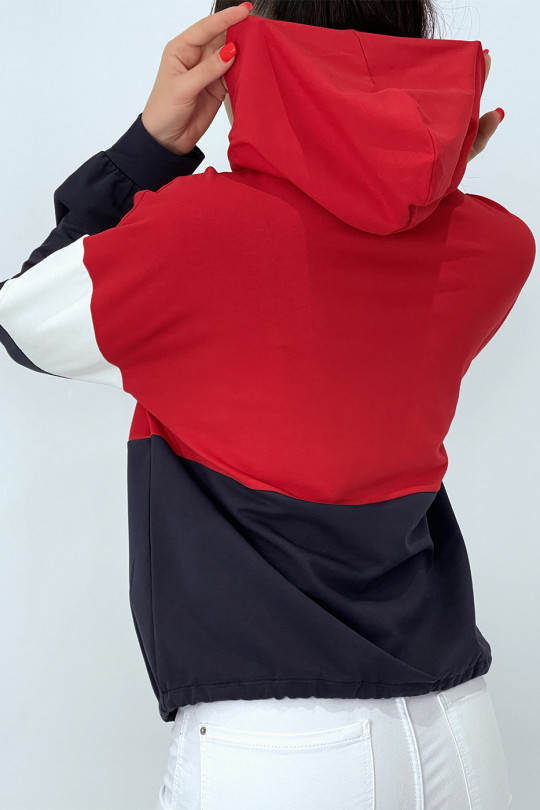 Rode driekleurige hoodie - 5