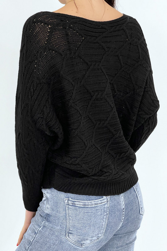 Black braided acrylic bat sweater - 3