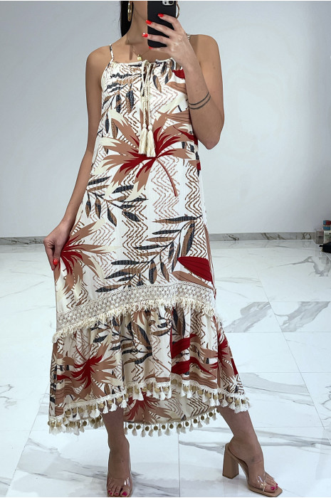 LoLLue robe bretelle à motif rouge avec dentelle et pompon - 9