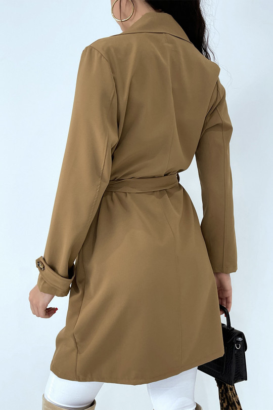 Long trench camel avec poches - 1