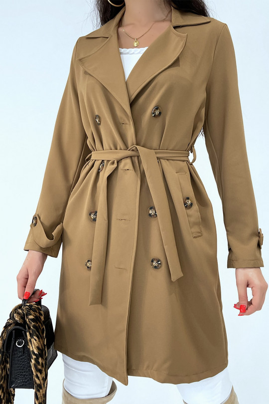 Long trench camel avec poches - 2