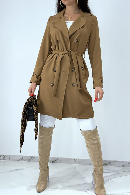 Long trench camel avec poches - 3