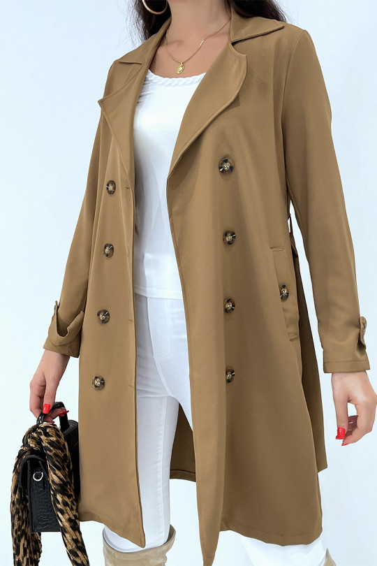 Long trench camel avec poches - 4