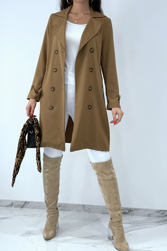 Long trench camel avec poches - 5