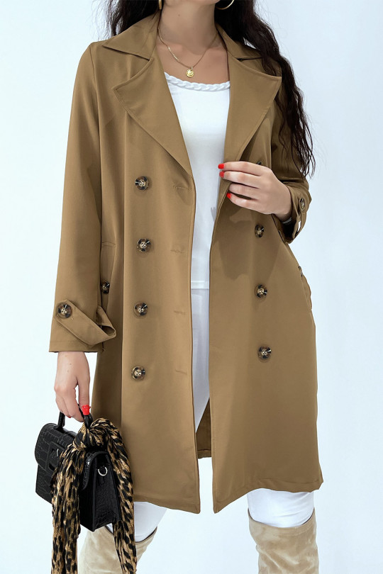 Long trench camel avec poches - 6